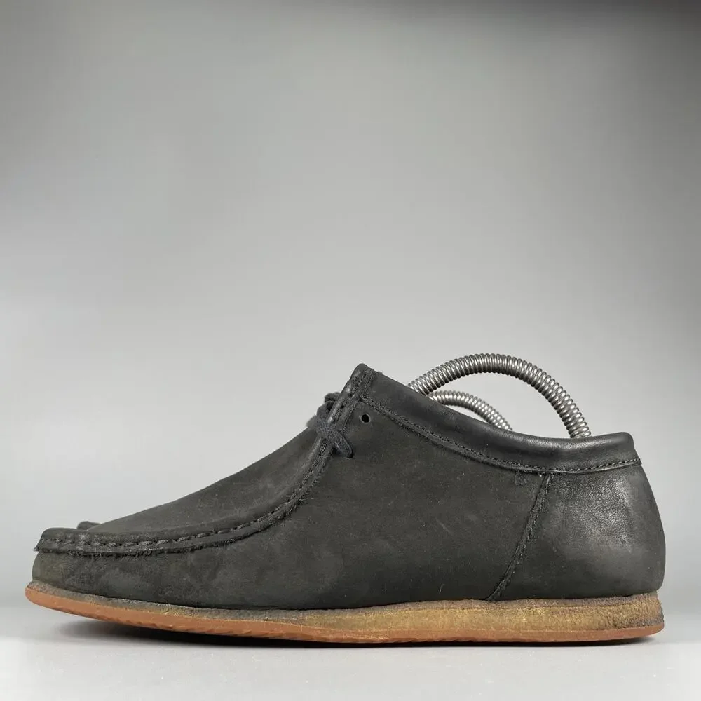 Men's 7.5 Women's 9 Clarks Originals Wallabees Black Leather Lace Up Shoes GUC